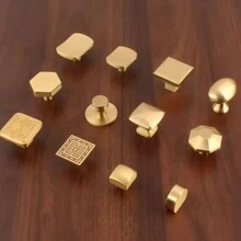 6pcs Premium Brushed Brass Cabinet Knobs & Pulls - Modern Design, Golden Hue, Pure Copper Handles For Dressers, Kitchen Cupboards & Furniture Closets