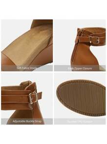 Women Black Open Toe Buckle Ankle Strap Summer Platform  Valentine's Day  Wedge Sandals - Lạc đà - Xem 7