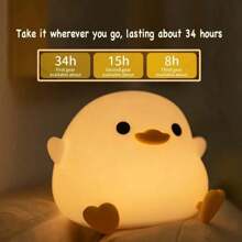 LED Night Light Cute Duck Cartoon Animals Silicone Lamp For Touch Sensor Timing USB Rechargeable For Birthday Gifts - Warm Light - View 10
