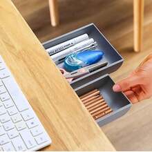 1PC Self-Adhesive Under-Drawer Stationery Storage Box - Desk Table Organizer With Pencil Tray And Drawer Storage - Easy Installation And Space-Saving Design For Home Or Office Use Room Decor Home Decor Fall Decor Bedroom Decor  Halloween Decor,Room Decor,Christmas Decorations, Halloween, Halloween Decorations,Christmas, Halloween Decor,Christmas Decor,Fall Decor,Christmas Decor,Storage,Organizer - Multicolor - View 3