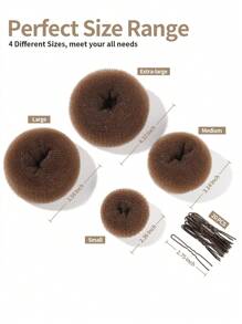 24pcs Hair Bun Maker, Hair Buns For Girls, Hair Donuts, Ballet Bun Maker,4 Size, Light Brown - Multicolor - View 5