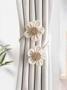 1/2pcs Curtain Tie Backs, Solid Color Curtain Clips, Bohemian Woven Design Curtain Tiebacks, Suitable For Bedroom, Living Room Home Decor, Home Decoration, Room Decor, Wall Decor - Multicolor - View 2
