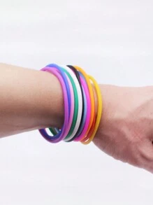 6 bucăți brățară rotundă retro mică din silicon, culori asortate