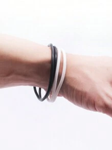 6 bucăți brățară rotundă retro mică din silicon, culori asortate