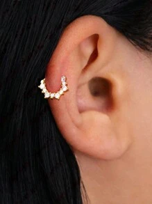 1pc Paved Cubic Zirconia Daith Hoop Earring • Nose Ring • Conch Hoop • Hoop Earring • Clicker Hoops • Septum Cartilage Hoops • Helix Hoops - Earring - View 4