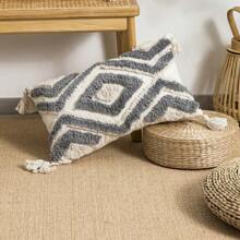 1件/2件套菱形图案抱枕套，北欧ins风摩洛哥簇绒刺绣，流苏装饰靠垫套，适用于家居、汽车、客厅、卧室、沙发，30*50厘米，45*45厘米（不含枕芯） - 灰色 - 查看 16