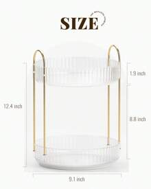 360° Rotating Makeup Organizer, Bathroom Make Up Spinning Holder Rack, Large Capacity Cosmetics Storage Vanity Shelf Countertop, Fits Cosmetics, Perfume, Skincare, Lipsticks - Trong sáng - Xem 3