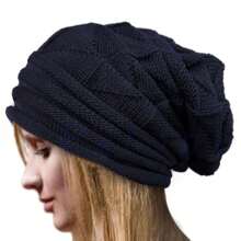 2024 New Explosive Pleated Flanged Pullover Hat Women's Fall And Winter Ski Woolen Hat Europe And The United States Outdoor Knitted Hat
