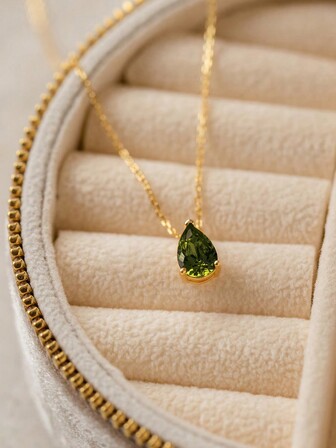 Collar con colgante de plata de ley S925 con piedra natal, estilo minimalista clásico, adecuado como regalo, para citas, fiestas, uso diario, compromiso, boda, joyería de novia para mujeres, estilo de caja aleatorio