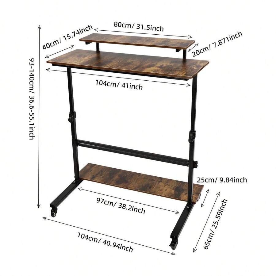 CNCEST Rolling Standing Computer Desk Floorstanding Adjustable Height 4