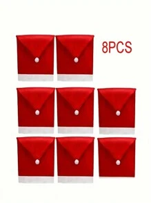 1/4/6/8 PCS Christmas Chair Cover, Santa Claus Hat Slide Cover Christmas Chair Back Cover For Christmas Restaurant Decoration - Red - View 11