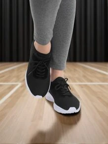 Comfortable Women's Sneakers For Working Out, Walking, The Gym, Easy To Put On, Laces, Lightweight Decoration For Everyday Work - 黑與白 - 查看 2