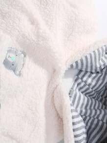 BOARNSEORL Infant Baby Boys Hooded Footed Jumpsuit , Thick Fleece Jumpsuit For Winter Indoor Outdoor Daily Wear