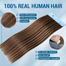 Lsybeauty 20pcs Straight Tape In 100% Remy Human Hair Extension For Salon  Multicolor  Color Piano HighLight 4P27# 16-26 Inches Silk Straight Seamless Skin Weft Hair Extension Tape In Hair Tape Ins Hair Extentions - S4/27 - View 5