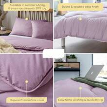 Coverless Duvet - 10.5 Tog - Double - Linen Collection - Soft Touch Luxury Bedding - Machine Washable - Hypoallergenic - Lilac Bloom - Lilac Purple - View 2
