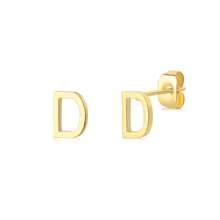 1 par de brincos de aço inoxidável com letras iniciais para mulheres, brincos de cor dourada, brincos de piercing, joias da moda para presente de Natal