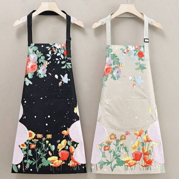 1pc Butterfly Apron, Waterproof Oil-Proof Stain Resistant Home Use Kitchen Cooking Baking Apron, Stylish & Cute Workwear