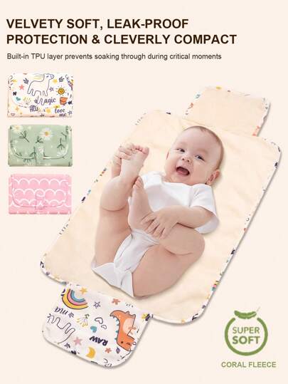 超柔软防水婴儿尿布更换垫 - 小巧可洗，内置口袋，是新生儿、男孩和女孩的理想温馨礼物