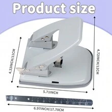 Máy Đục Lỗ Giấy 2 Lỗ Máy Đục Lỗ Binder Daily Folder Di Động Cho Học Sinh Văn Phòng Có Khóa Đựng 30 Tờ Giấy - Xám - Xem 2