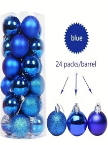 24 piezas/Caja Bolas de Navidad Mini de 4 cm/2.9 cm, Adornos colgantes a prueba de roturas para Navidad, cumpleaños, San Valentín, fiesta de bodas, hogar, oficina, exterior, árbol de Navidad, crear ambiente navideño, regalo de Navidad