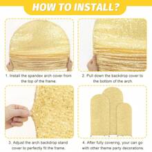 5英尺、6英尺、6.6英尺、7.2英尺金色拱形亮片背景圈圆形CHIARA背景套装,适用于婚礼、生日派对、摄影装饰(不含拱形框架) - 金色 - 查看 5