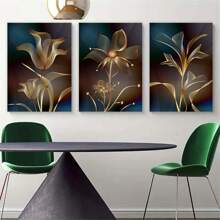 Bộ 3 tấm áp phích vải canvas, tranh treo tường cổ điển trừu tượng hoa vàng, tranh vải canvas Bắc Âu đen và hoa vàng, tranh tường trừu tượng hiện đại tối giản, in áp phích, quà tặng lý tưởng cho phòng ngủ, phòng khách, nhà bếp, phòng tắm, hành lang, văn phòng, khách sạn, trang trí tường, trang trí nhà cửa (không có khung) - Vàng - Xem 5