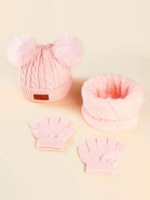 3pcs Kids Winter Knitted Hat, Scarf And Gloves Set, Unisex Warm Accessory Set For Toddlers, Children - Three-piece Knitted Hat - View 17