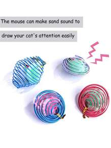 1/2/5pcs Random Color Cat Toy Spring Design Cage With Mouse Shaped Adorable Appearance Perfect For Cat Play - Multicolor - View 5