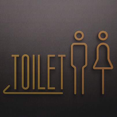 亚克力加厚浴室标牌，带 3D 金色图案，镂空银色男女通用卫生间标识牌最佳礼物