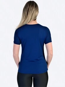 WOMEN'S FITNESS GYM T-SHIRT - Azul Marino - Ver 3