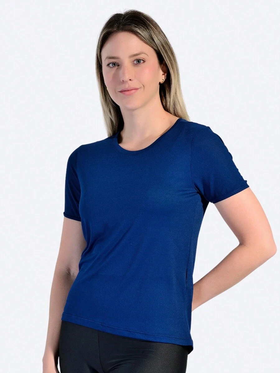 WOMEN'S FITNESS GYM T-SHIRT - Azul Marino - Ver 1