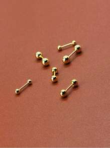 2-6 Pieces Set Of Stainless Steel Bean-Shaped Earrings For Women, Simple 18K Gold-Plated Ball-Shaped Earrings For Boys, 3/4/5 Mm Set, Suitable For Women With Pierced Ears.