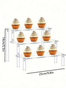 1 件透明亚克力组装楼梯甜点纸杯蛋糕桌面展示架，1-4 层糕点架，寿司拼盘，宴会冷菜分层架和甜点架圣诞礼物 - 圓柱腿款 - 查看 15