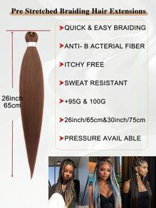 Extensiones de cabello sintético con textura suave de yaki para trenzar, con efecto de agua caliente, pelo fácil de trenzar previamente estirado para trenzas de ganchillo, trenzas y locs - Dark Brown - Ver 3