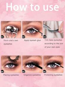 5 Pairs Natural Long Criss-Cross Faux Eyelashes, 6-12mm, Suitable For Daily, Party, Date, Vacation, Wedding, Work - Black - View 8