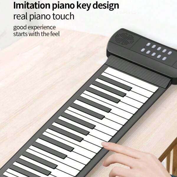 61-Key Portable Roll Up Piano Keyboard, Electronic Piano With External Speaker, Suitable For Beginners, Music Practice, Home Music Props
