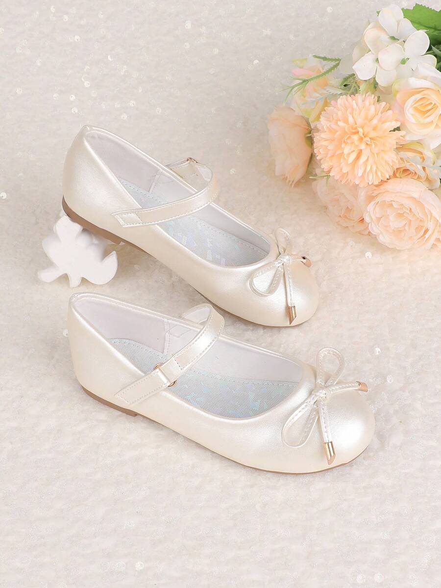 女童玛丽珍花童婚礼派对伴娘芭蕾平底鞋适合幼儿、小孩和大孩子