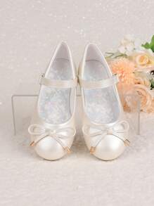 女童玛丽珍花童婚礼派对伴娘芭蕾平底鞋适合幼儿、小孩和大孩子