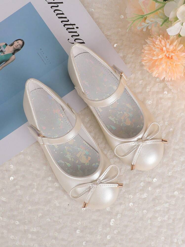 Girls' Mary Jane Flower Girl Wedding Party Bridesmaid Ballet Flats Suitable For Toddler, Little And Big Kids - Champagne - View 8
