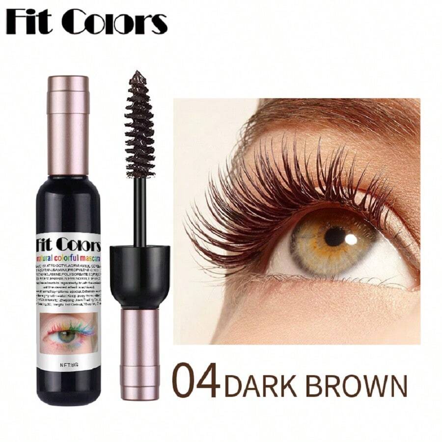 Fit Colors 延長睫毛膏，1入組防水濃密速乾睫毛膏霜睫毛化妝化妝品萬聖節聖誕節舞台化妝 - 棕色 - 查看 1