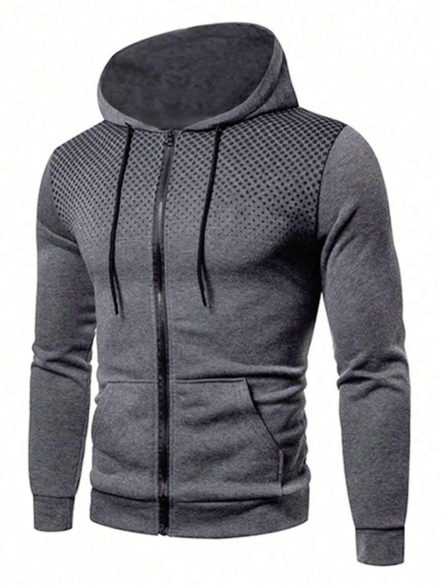 Herren Kapuzenpullover mit Punkten und Reißverschluss, für den Herbst