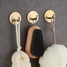 1/4 chiếc Móc treo tường bằng thép không gỉ không cần khoan, Móc dán tường chịu lực cho nhà bếp, phòng ngủ, phòng tắm, tủ quần áo - Vàng - Xem 1