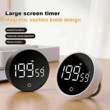 数字厨房计时器 - 磁性倒计时计时器，配有大型 LED 显示屏，音量可调，方便烹饪，适合老年人和儿童使用 - 白色 - 查看 4