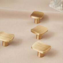 6pcs Premium Brushed Brass Cabinet Knobs & Pulls - Modern Design, Golden Hue, Pure Copper Handles For Dressers, Kitchen Cupboards & Furniture Closets