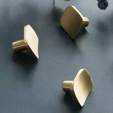 6pcs Premium Brushed Brass Cabinet Knobs & Pulls - Modern Design, Golden Hue, Pure Copper Handles For Dressers, Kitchen Cupboards & Furniture Closets