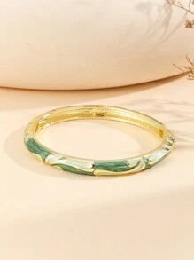 1件时尚镀金珐琅手镯，珠宝礼品，适合女孩和女士 - 綠色 - 查看 4
