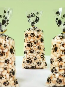 25/50pcs Transparent Dog Paw Print Packaging Bags, Pet Snack Packaging Bags, Birthday Wedding Holiday Event Party Gift Packaging Supplies, Gift Bags, Candy Bags, Back To School, Valentine's Day - Paw Prints - View 6