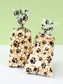 25/50pcs Transparent Dog Paw Print Packaging Bags, Pet Snack Packaging Bags, Birthday Wedding Holiday Event Party Gift Packaging Supplies, Gift Bags, Candy Bags, Back To School, Valentine's Day - Paw Prints - View 4