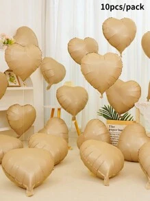10pcs/Set 18 Inch Plastic Balloon, Modern Heart Shaped Decorative Balloon For Party, Christmas - Apricot - View 3