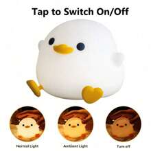 LED Night Light Cute Duck Cartoon Animals Silicone Lamp For Touch Sensor Timing USB Rechargeable For Birthday Gifts - Warm Light - View 5
